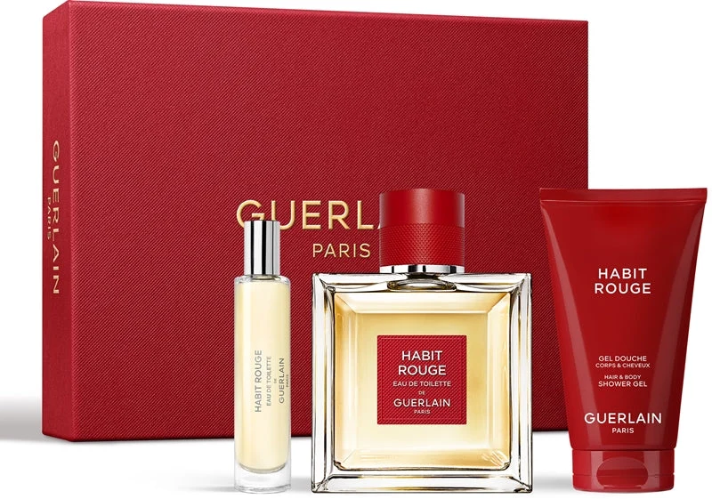 Guerlain Habit Rouge Confezione Regalo Per Uomo Eau De Toilette 100 Ml + Rouge Eau De Toilette 10 Ml + Gel Doccia 75 Ml