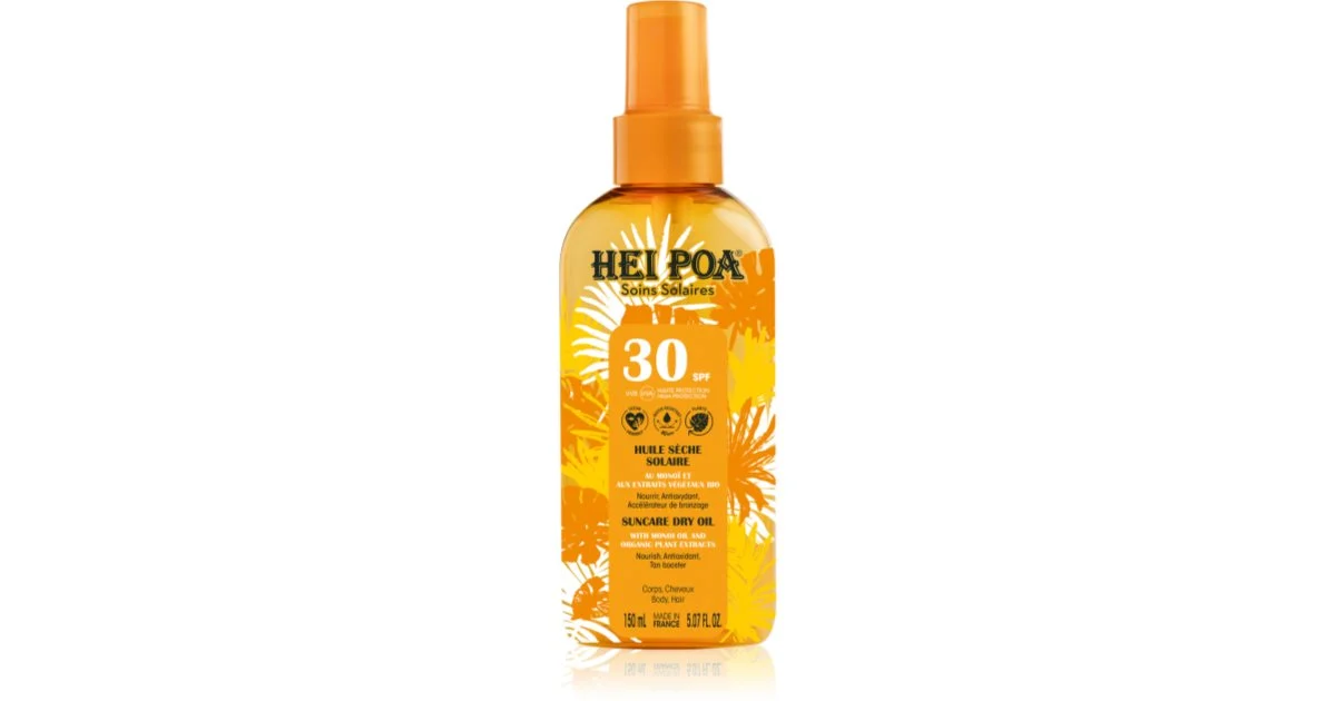 Hei Poa Tahiti Monoi Olio Tahiti Olio Abbronzante Secco Spf 30 150 Ml
