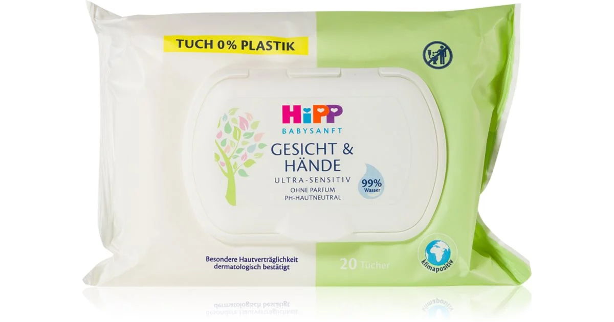 Hipp Babysanft Salviette Detergenti Umidificate Per Neonati 20 Pezzi Viso E Mani