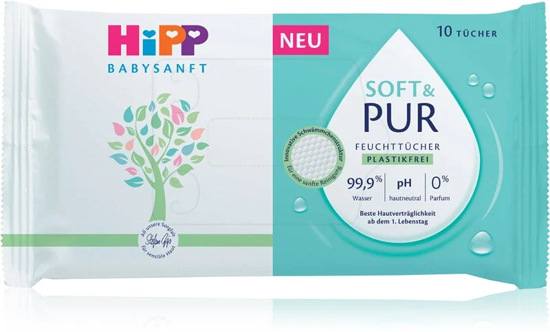 Hipp Soft & Pur Salviette Detergenti Umidificate Per Neonati 10 Pezzi