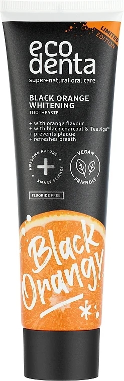 Dentifricio sbiancante al carbone, aroma di arancia, senza fluoro