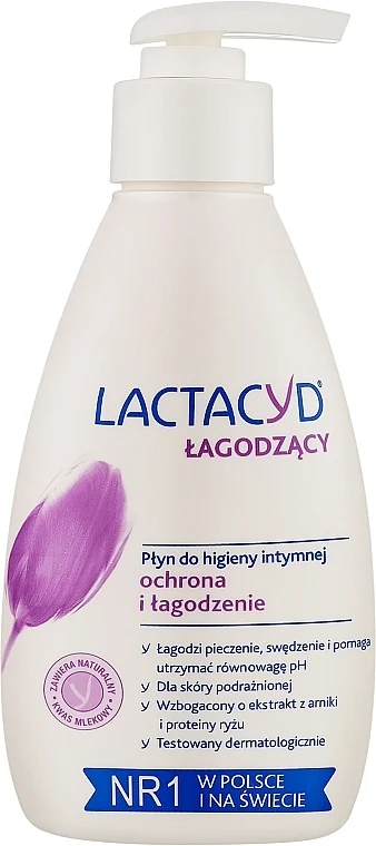 Detergente lenitivo per l'igiene intima, con dosatore