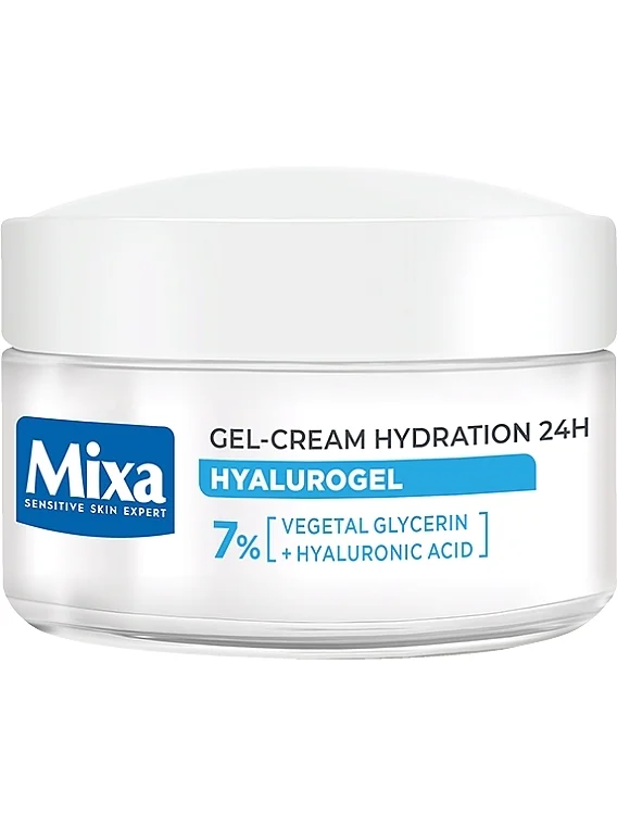 Crema-gel viso idratante per la pelli normali e sensibili con acido ialuronico e glicerina