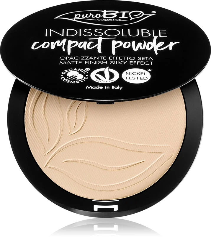puroBIO Cosmetics Indissouble cipria compatta effetto opaco colore T01 9 g