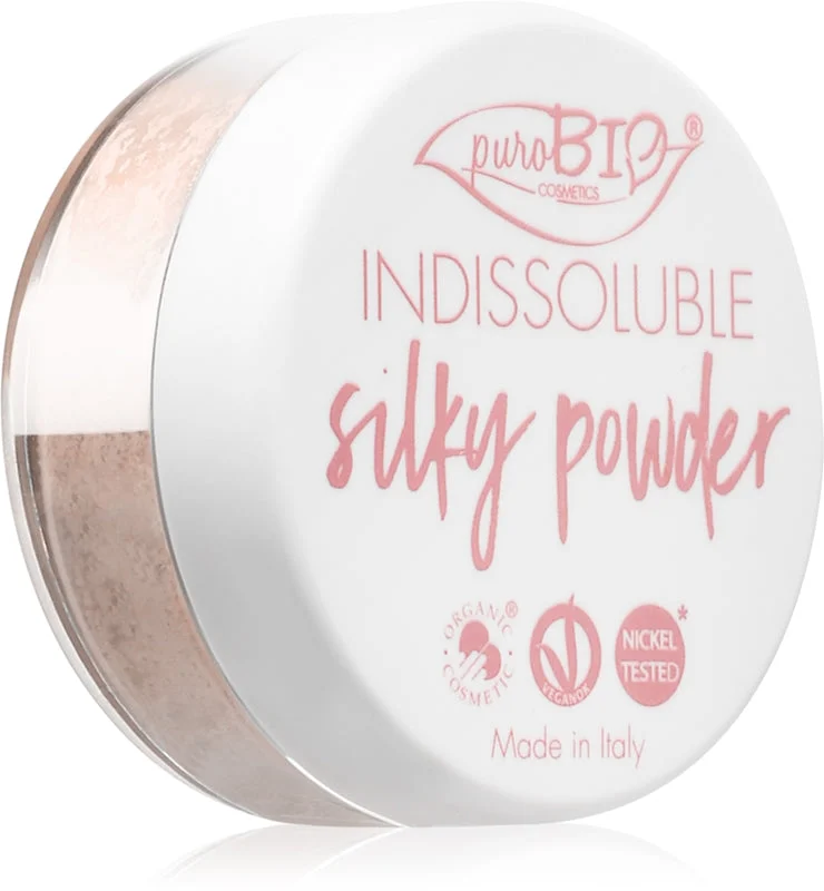 puroBIO Cosmetics Indissouble cipria in polvere opacizzante colore 02 Peachy Pink 8 g