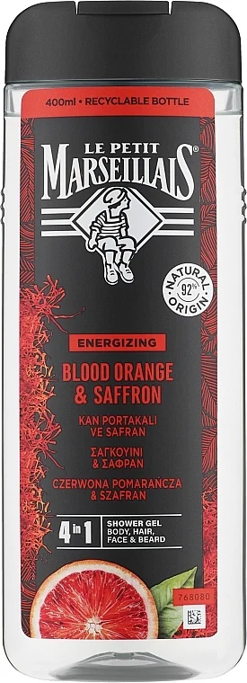 Shampoo-gel doccia per uomo "Zafferano e arancia rossa"