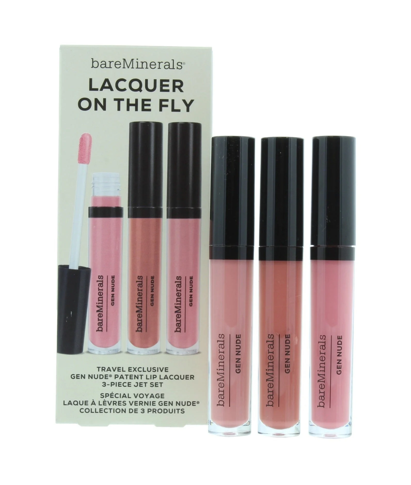 Set On The Fly BareMinerals: Rossetto liquido Gen Nude Cant Even 3,7 ml + Rossetto liquido Gen Nude Dahling 3,7 ml + Rossetto liquido Gen Nude Major 3,7 mll