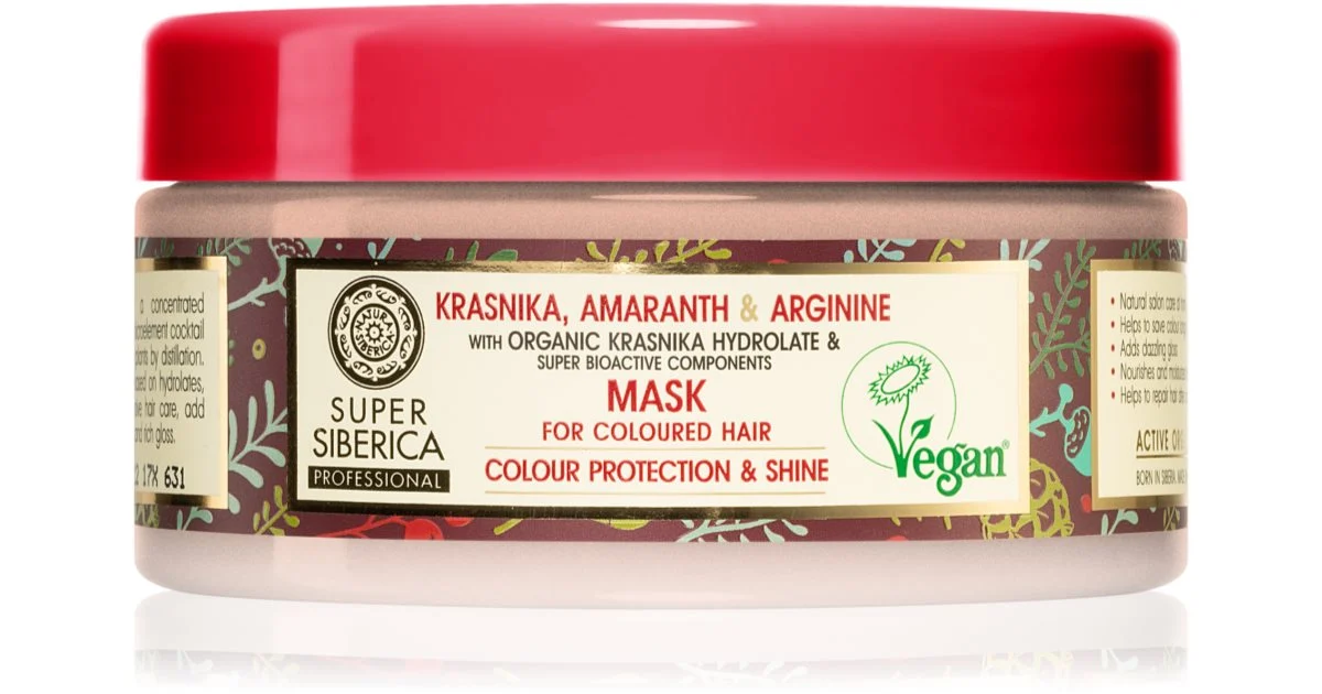 Natura Siberica Maschera per capelli Kamchatka al mirtillo rosso per capelli tinti 400 ml