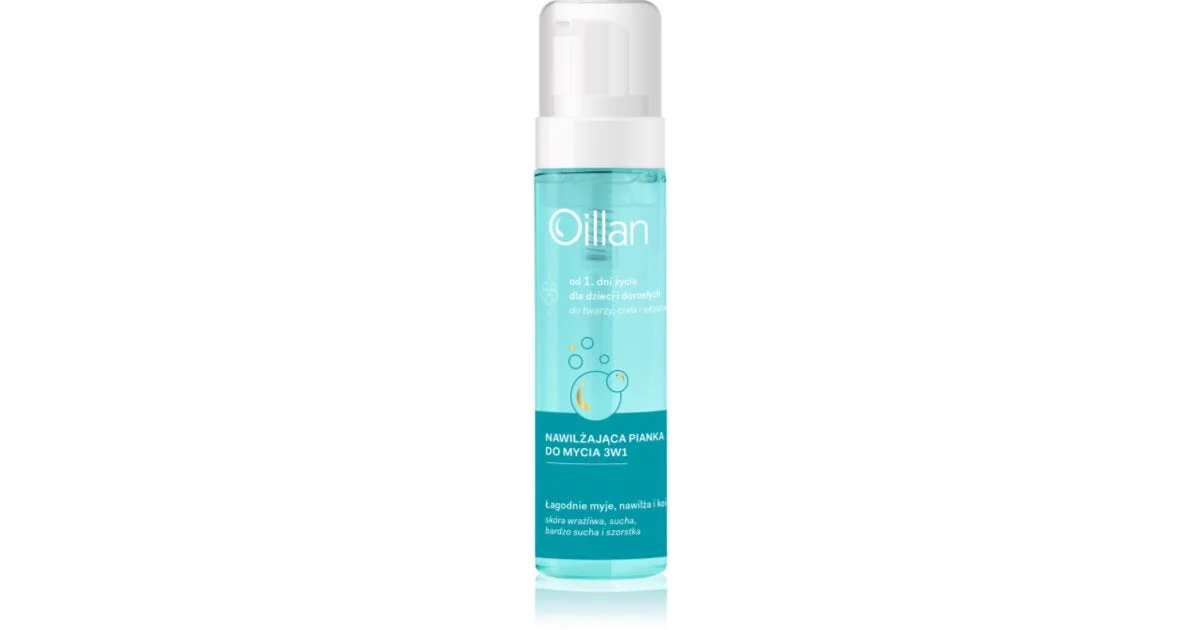 Oillan mousse detergente shampoo idratante 3 in 1 200 ml