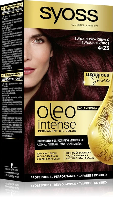 Syoss Oleo Intense tinta permanente per capelli con olio colore 4-23 Burgundy Red