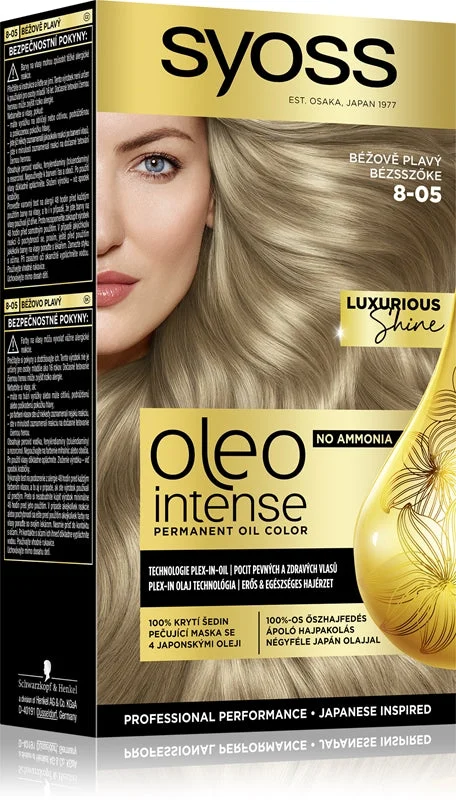 Syoss Oleo Intense tinta permanente per capelli con olio colore 8-05 Beige biondo