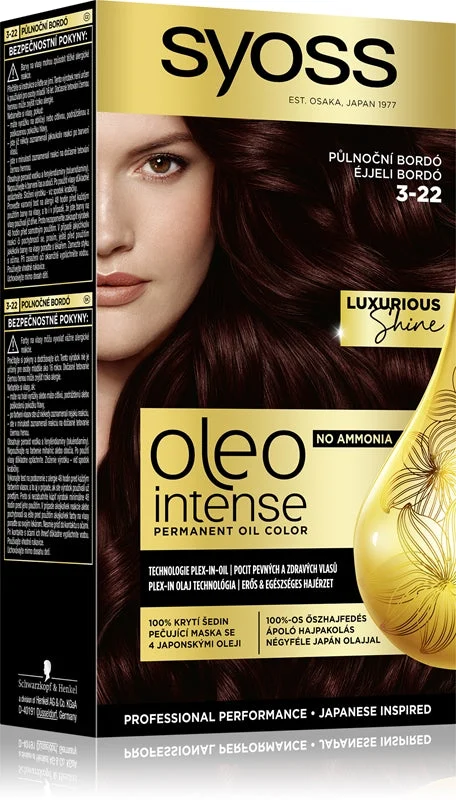 Syoss Oleo Intense tinta permanente per capelli con olio colore 3-22 Midnight Bordeaux