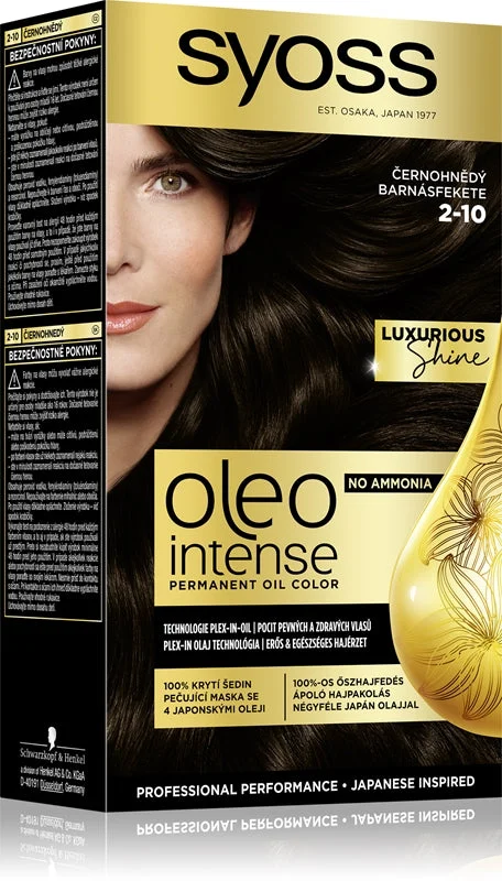 Syoss Oleo Intense tinta permanente per capelli con olio colore 2-10 Black brown
