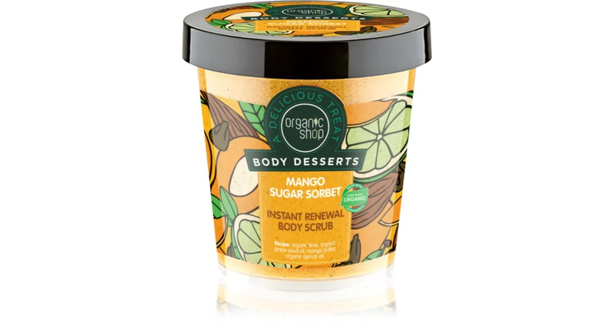 Organic Shop Desserts Mango Sugar Sorbet scrub rigenerante allo zucchero per il corpo 450 ml