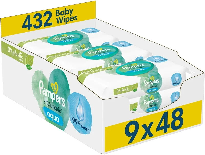 Pampers Harmonie Aqua salviette detergenti umidificate per bambini 9x48 pezzi