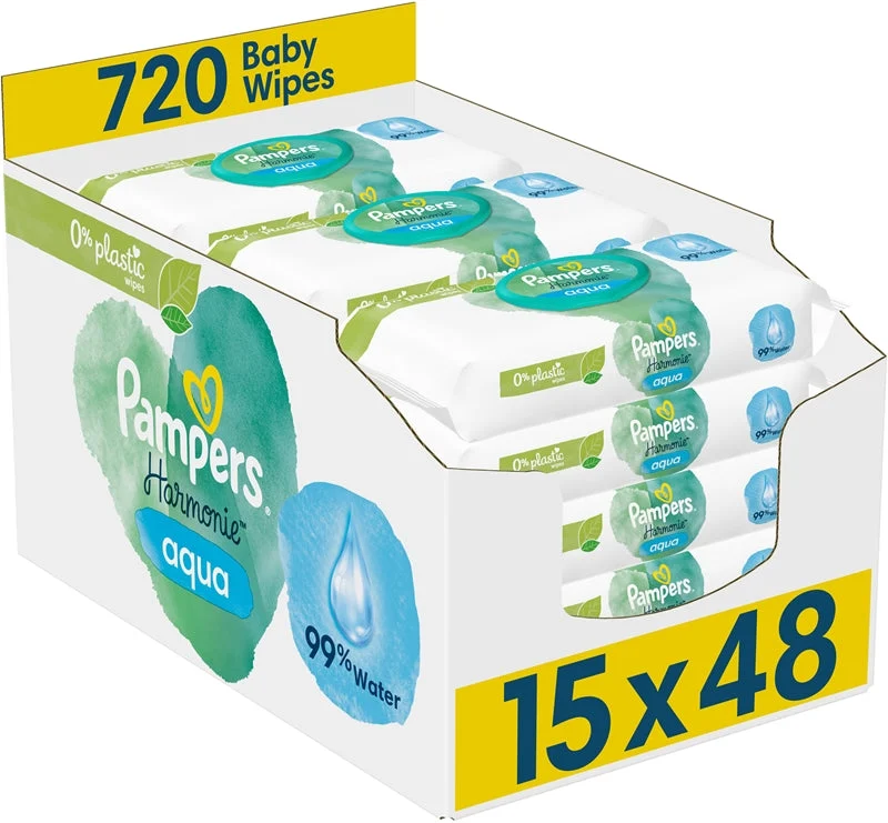 Pampers Harmonie Aqua salviette detergenti umidificate per bambini 15x48 pezzi