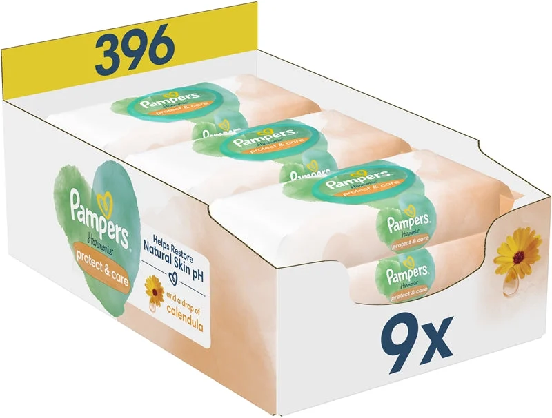 Pampers Harmonie Protect&Care salviette detergenti umidificate per bambini con calendula 396 pezzi