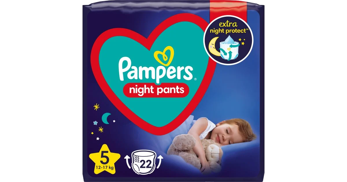 Pampers Night Pants taglia 5 pannolini a mutandina usa e getta per la notte 12-17 kg 22 pezzi