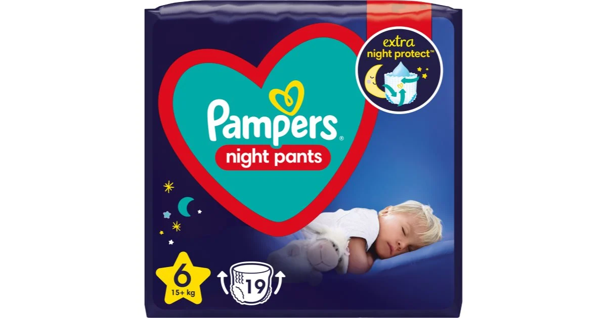 Pampers Night Pants taglia 6 pannolini a mutandina usa e getta per la notte 15+ kg 19 pezzi