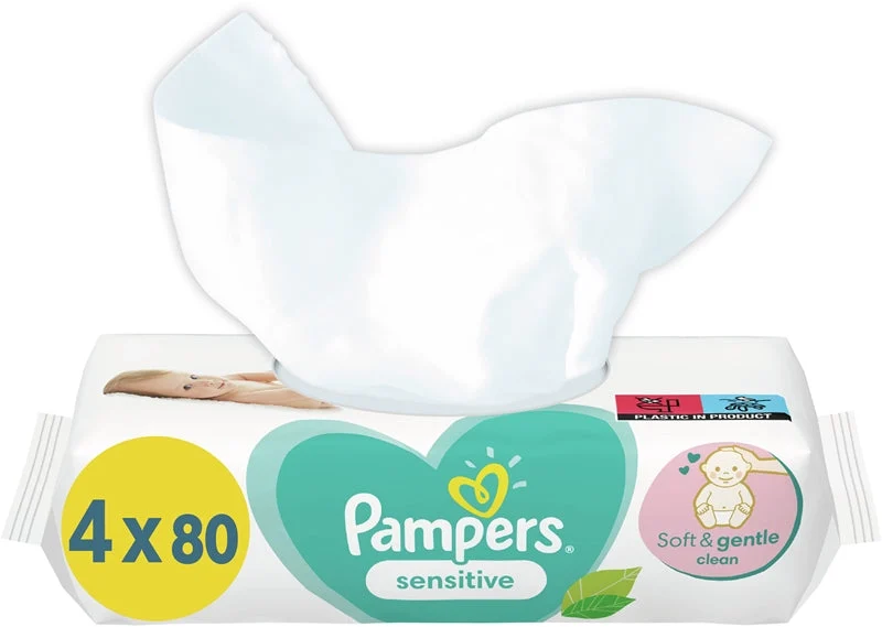 Pampers Sensitive salviette detergenti umidificate per bambini per pelli sensibili 4x80 pezzi