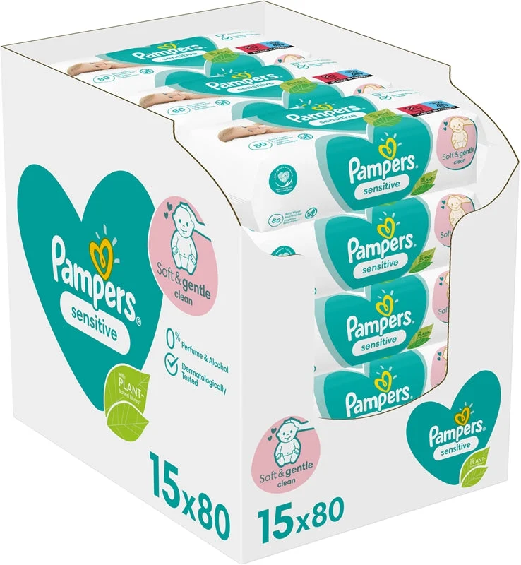 Pampers Sensitive salviette detergenti umidificate per bambini per pelli sensibili 15x80 pezzi