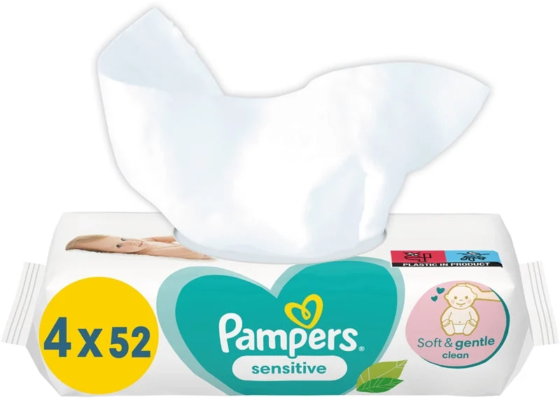 Pampers Sensitive salviette detergenti umidificate per bambini per pelli sensibili 4x52 pezzi