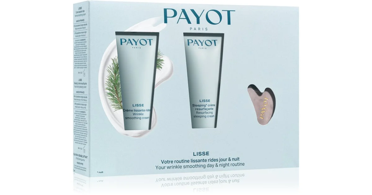 Payot Lisse confezione regalo anti-age crema giorno antirughe 30 ml + crema notte effetto rigenerante 30 ml + Mini Gua Sha attrezzi per i massaggi per viso e collo