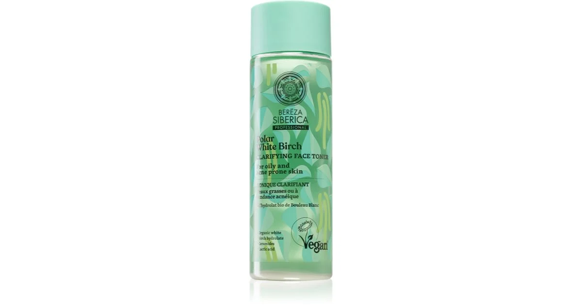 Natura Siberica Polar White Birch lozione tonica illuminante per pelli grasse e problematiche 200 ml