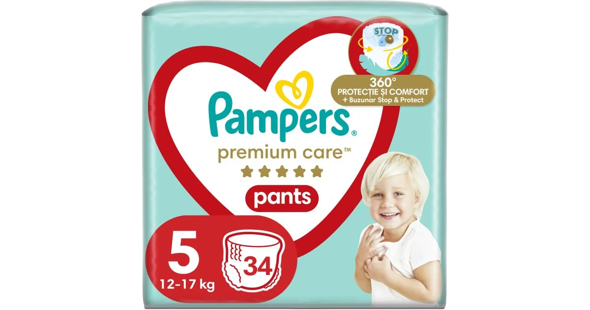 Pampers Premium Care Pants Junior taglia 5 pannolini a mutandina usa e getta 12-17 kg 34 pezzi