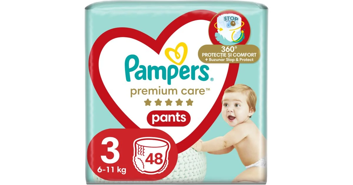 Pampers Premium Care Pants Midi taglia 3 pannolini a mutandina 6-11kg 48 pezzi