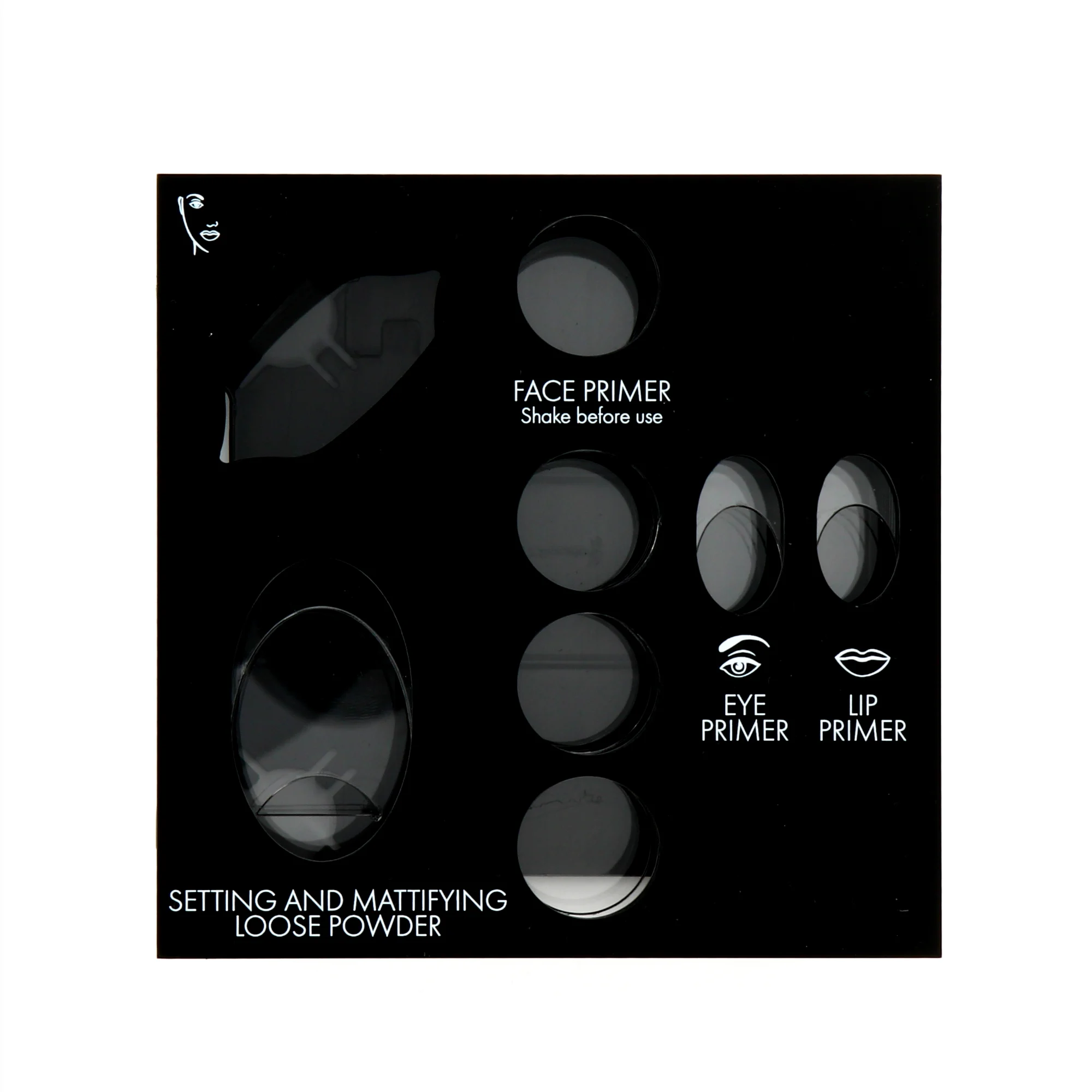 Espositore trucco vuoto opaco Pupa nero con 8 slot