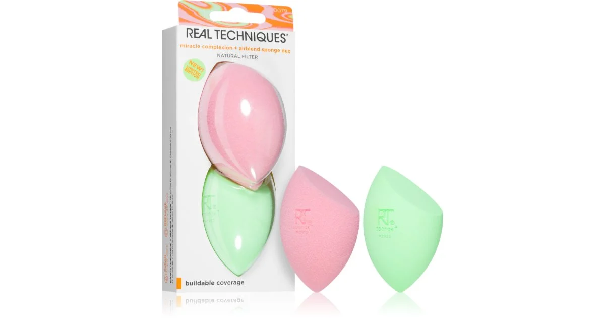 Real techniques Miracle Complexion Spugna + Airblend Spugna Duo Fondotinta Miracle Complexion Spugna