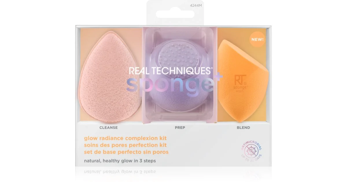 Kit Real Techniques spugna + Glow Radiance per carnagione 3 pezzi