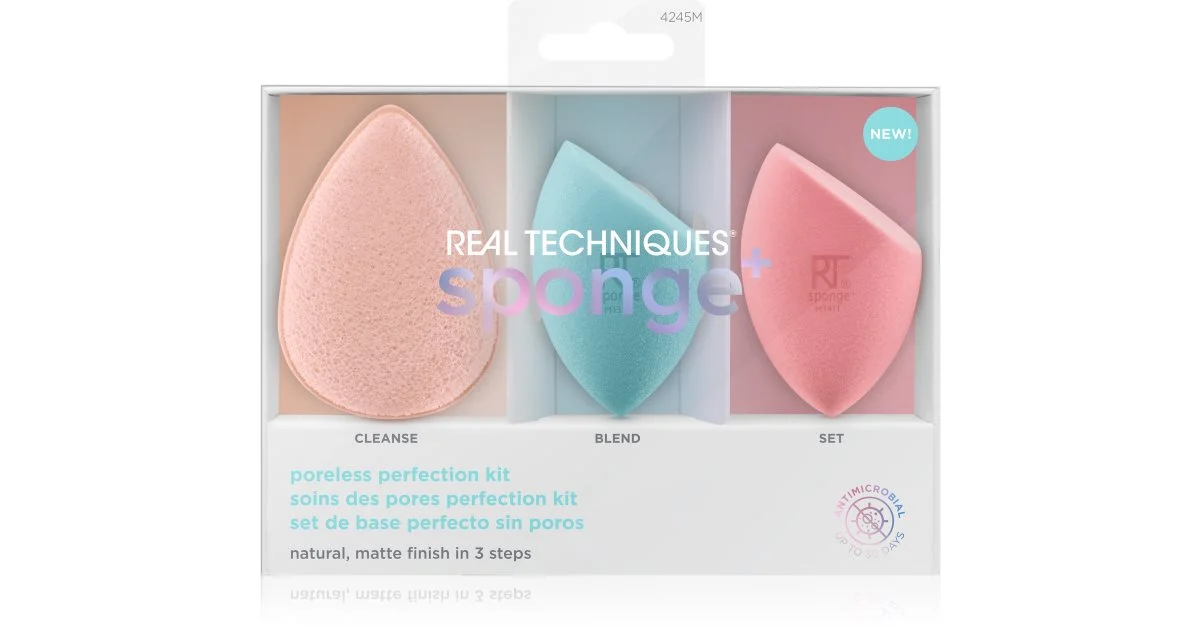 Real Techniques spugna + Poreless Perfection Kit 3pz