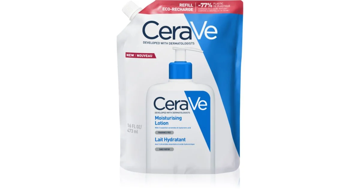 CeraVe Refill Moisturizing Lotion latte idratante per corpo e viso per pelli secche e molto secche ricarica 473 ml