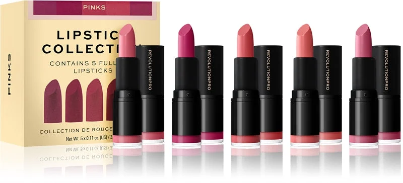 Revolution Pro Set di cinque rossetti rosa 5 x 3,2