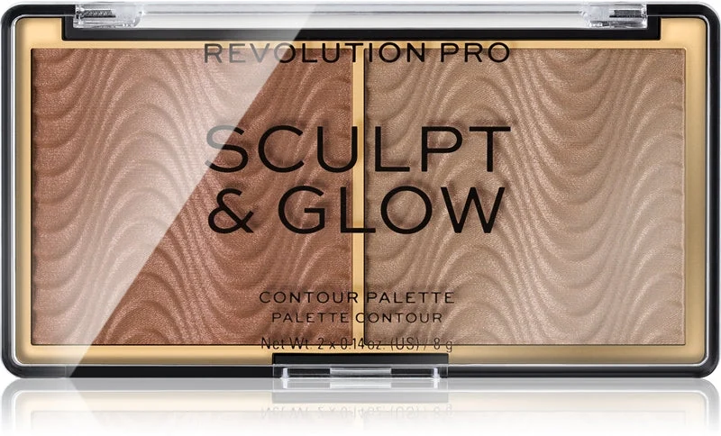 Revolution PRO Sculpt And Glow palette per contouring illuminante colore chiaro medio 8 g