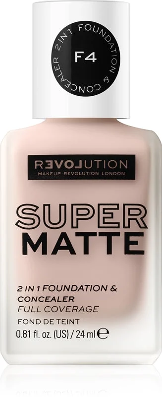 Revolution Relove Super Matte fondotinta opacizzante lunga tenuta colore F4 24 ml