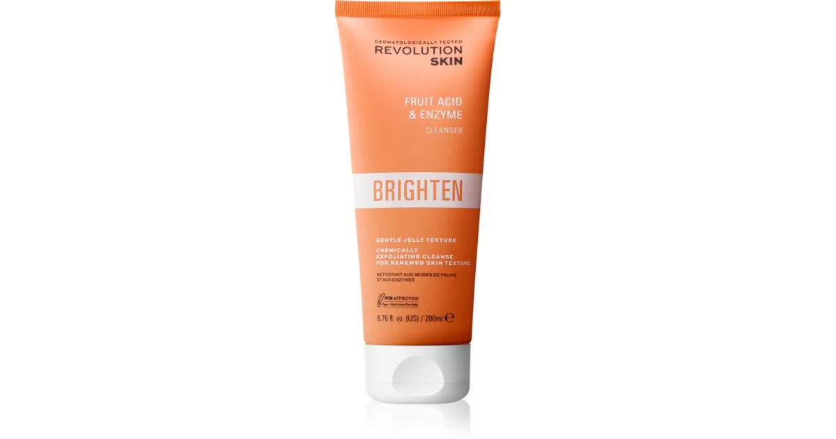 Revolution Skincare BrightenAcidi della frutta ed enzimi gel detergente illuminante con AHA Acidi 200 ml