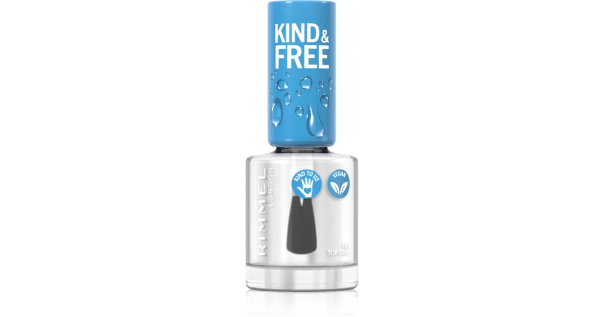 Rimmel Kind & Free Smalto Unghie 150 Top Coat formula Delicata Base Vegetale