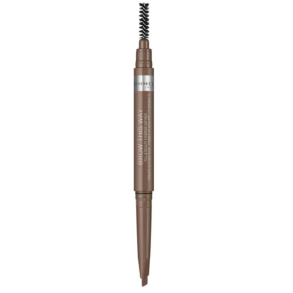 Rimmel London, Brow This Way, Matita per sopracciglia a doppia estremità,002, Medium Brown, 2,4 g