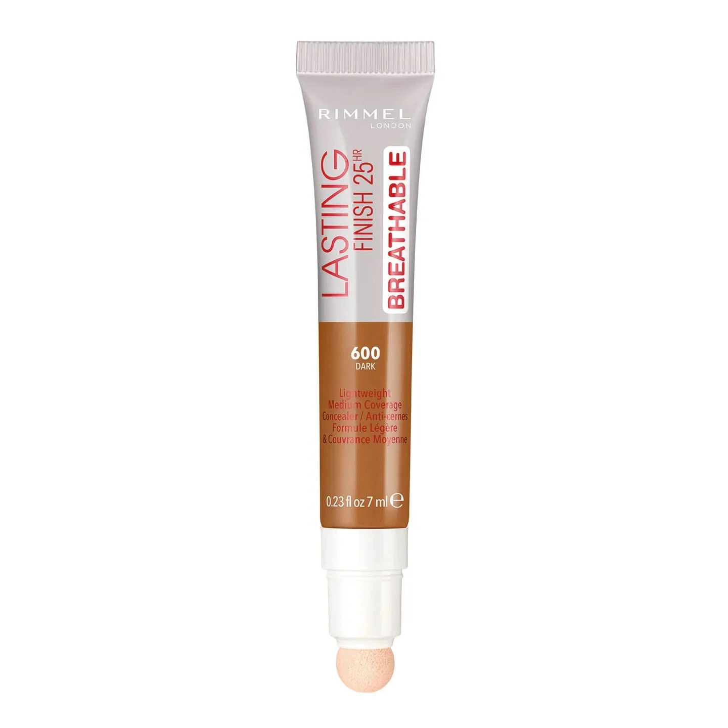 Rimmel London, Lasting Finish, Natural Medium Coverage, Correttore Crema, 600, Scuro, 7 ml