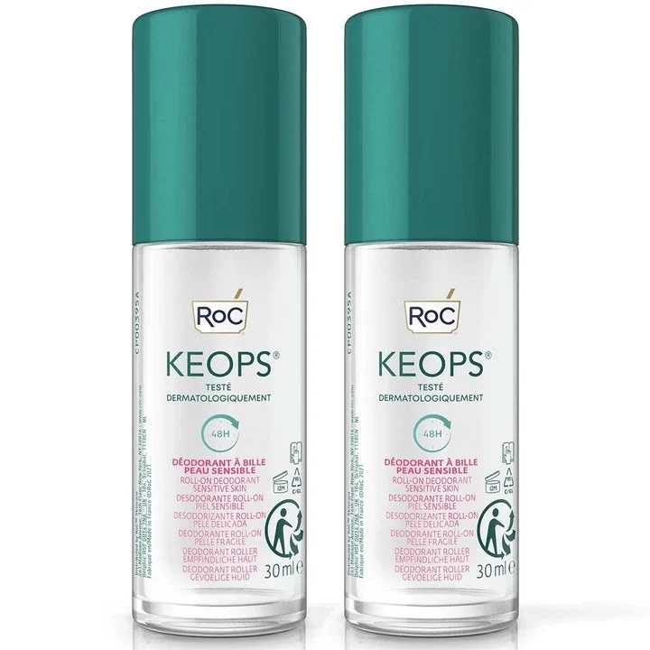 Roc Keops - Deodorante Sensibile - Aloe Vera - Pelle Sensibile - Roll-on - CONFEZIONE 2x30 ml