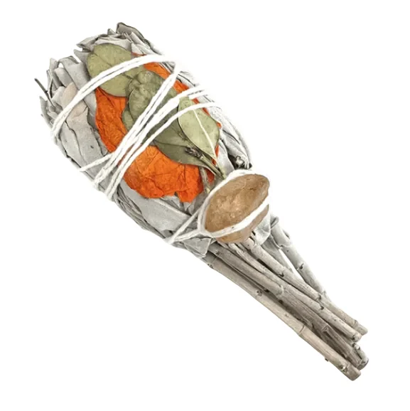 Smudge Salvia Bianca con Citrino 11 cm – Purificazione e Abbondanza