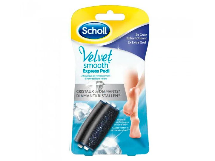 Scholl Velvet Smooth Express Pedi Rotolo Ricarica ai Cristalli di Diamante Grano Extra Esfoliante Confezione da 2