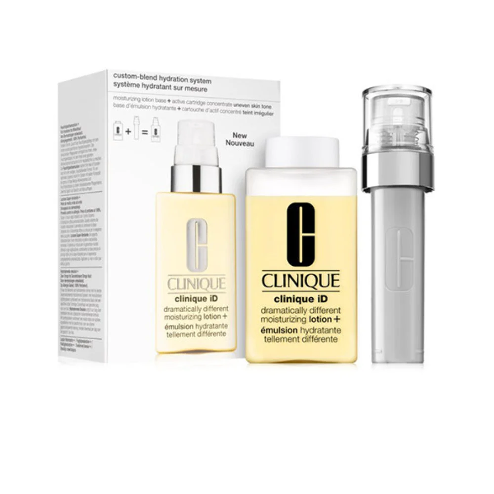 Clinique ID Set Clinique: Concentrato illuminante e uniformante senza parabeni per viso e collo da 10 ml + Lozione Dramatically Different + Lozione idratante giorno e notte senza profumo per il viso da 115 ml