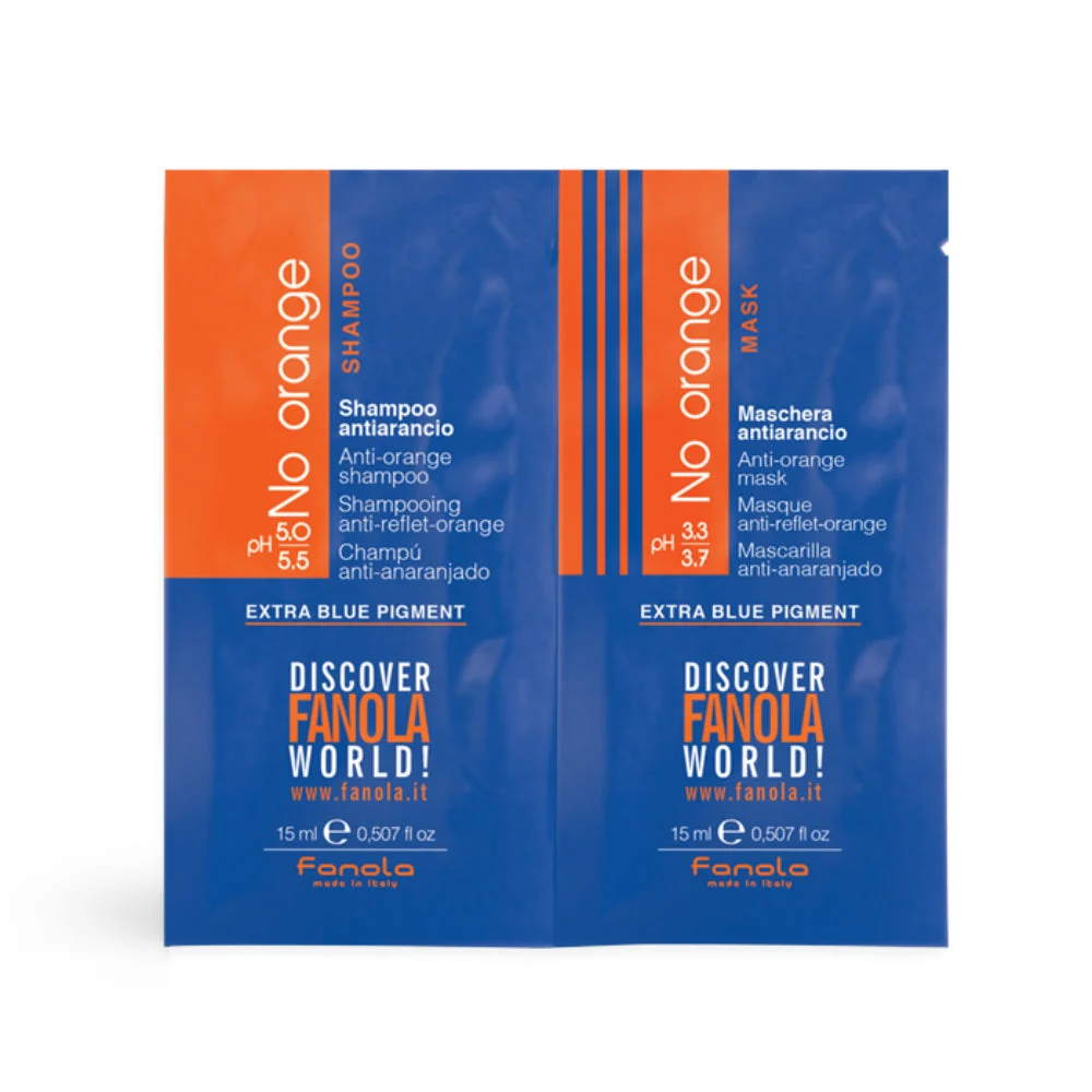 Set Fanola: No Orange Extra Blue Pigment Trattamento crema in Maschera per nutrire 15 ml + No Orange Extra Blue Pigment Shampoo per nutrire 15 ml