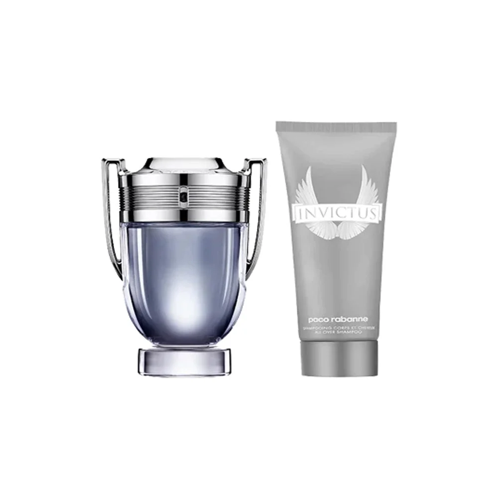 Set Paco Rabanne: Invictus Eau De Toilette da uomo 100 ml + Invictus All Over Shampoo e gel doccia 2-In-1 100 ml