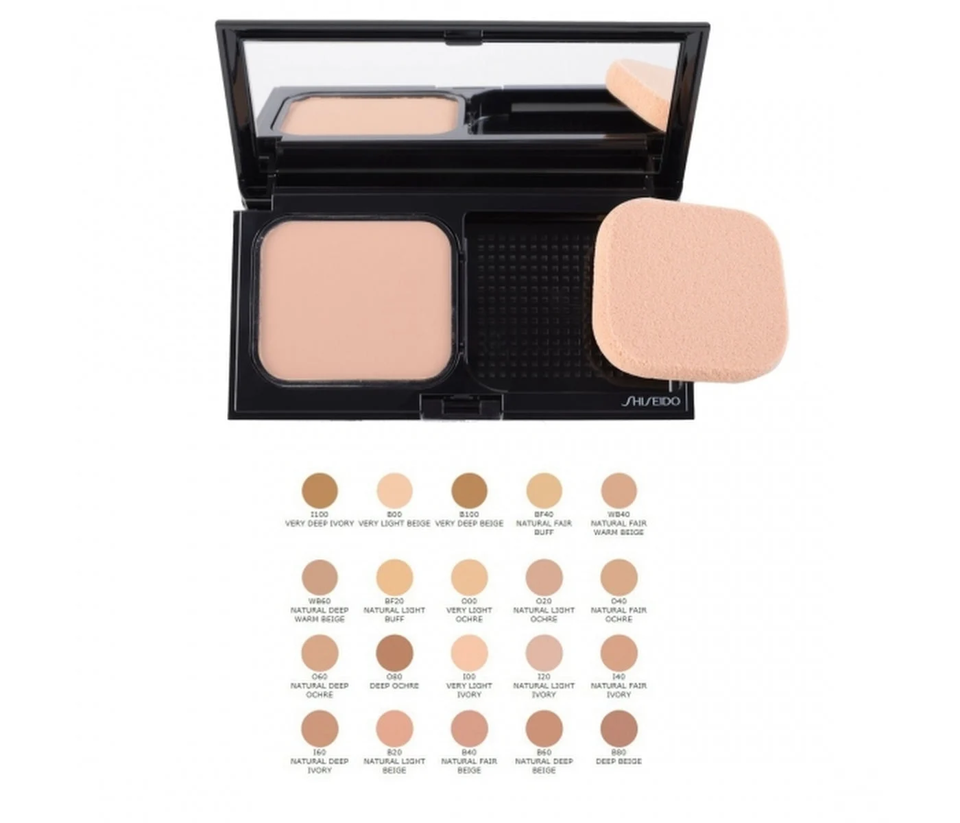 Shiseido Fondotinta compatto opaco puro, senza olio, a lunga tenuta, O20, ocra chiaro naturale, SPF 10 ricaricabile 9.8g
