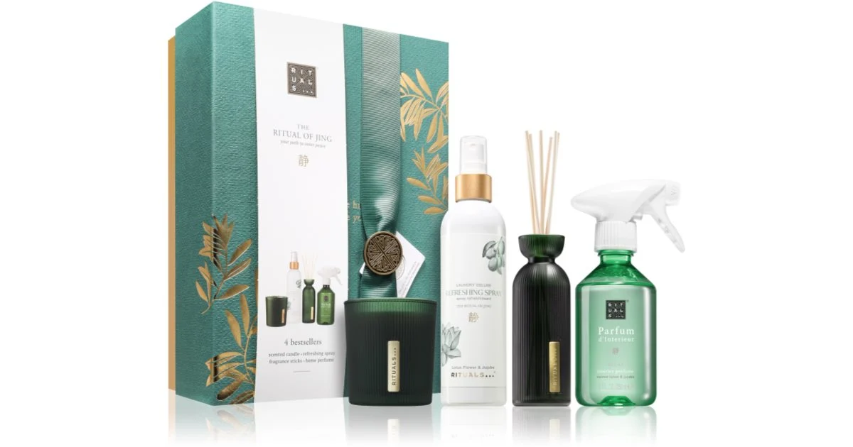 RITUALS The Ritual Of Jing confezione regalo da donna deodorante 250 ml + spray rinfrescante 250 ml + candela profumata 140 g + bastoncini profumati 70 ml